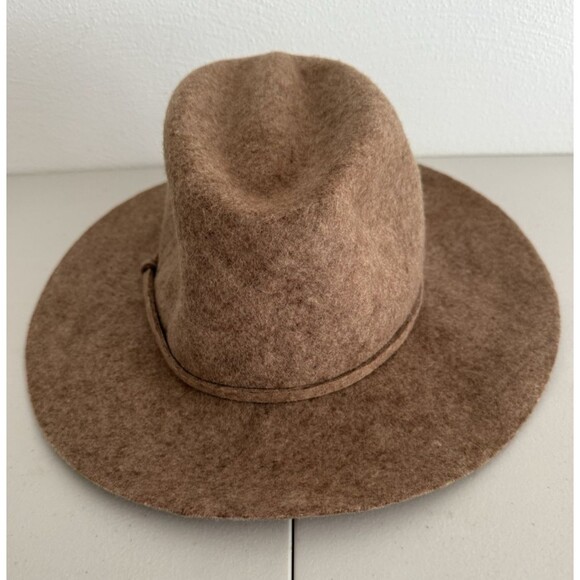 J Crew  100% Wool Fedora Hat Women Size M - L Camel 3" Brim Boho New - Picture 2 of 8